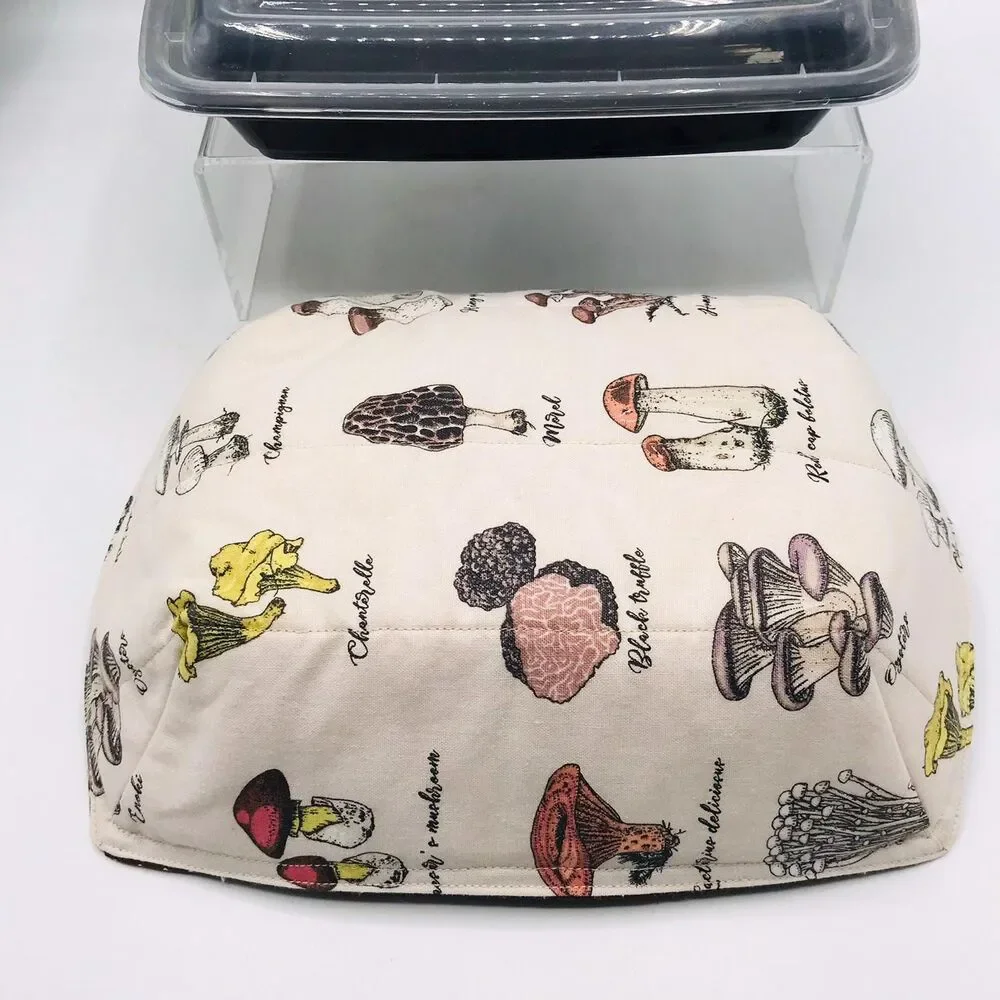 Microwave Takeout Container Cozy! Reversible, For HOT Containers! Mushrooms